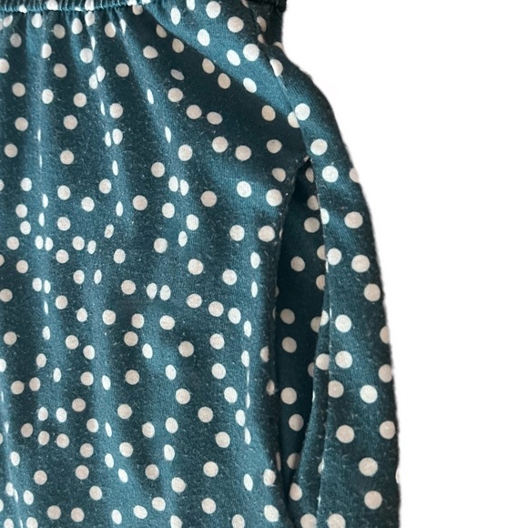 Preloved Teal Dress with White Polka Dots plus pockets! Youth Large - Picture 3 of 6